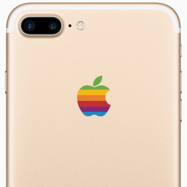 iPhone 7 Plus Retro Rainbow Apple Logo Decal Sticker